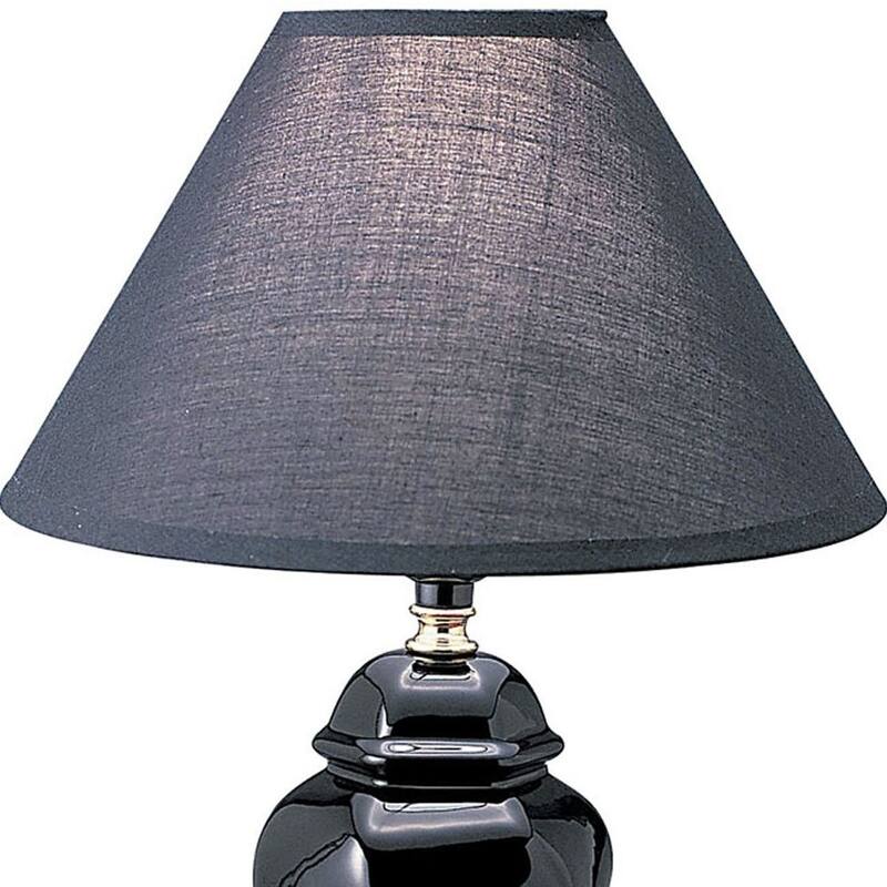 13" Black Ceramic Bedside Table Lamp With Black Shade Bed Bath